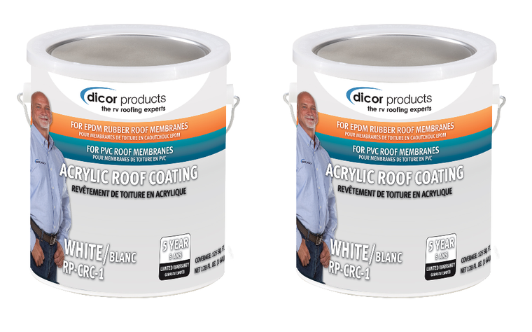 2x Dicor Corp. Roof Coating | Protects RV EPDM Rubber Roof | Weather Resistant, UV Protection | Use with Cleaner/Activator