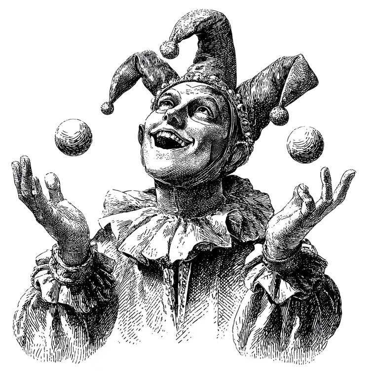 Jester Juggling Stamp Vinyl Car Decal Sticker – Waterproof & UV-Resistant 6.826666666666667"