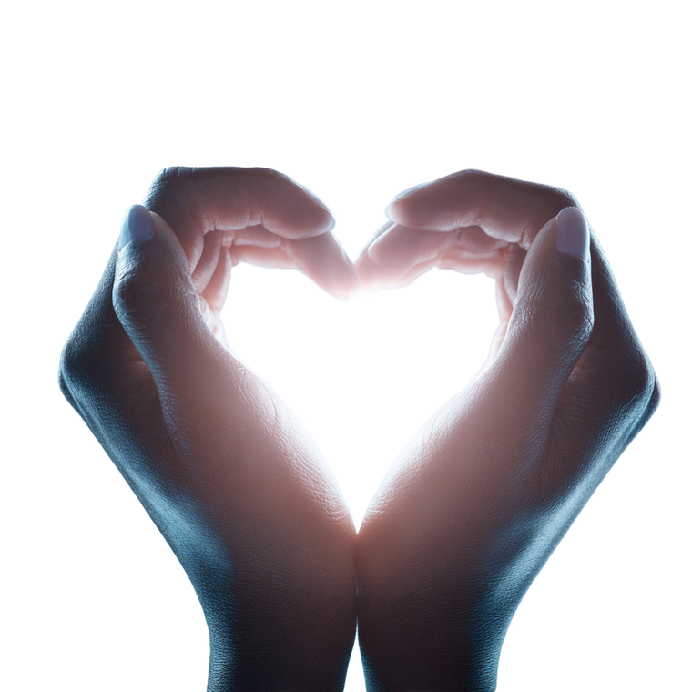 Glowing Heart Hands V2 Vinyl Car Decal Sticker – Waterproof & UV-Resistant 3.4133333333333336"
