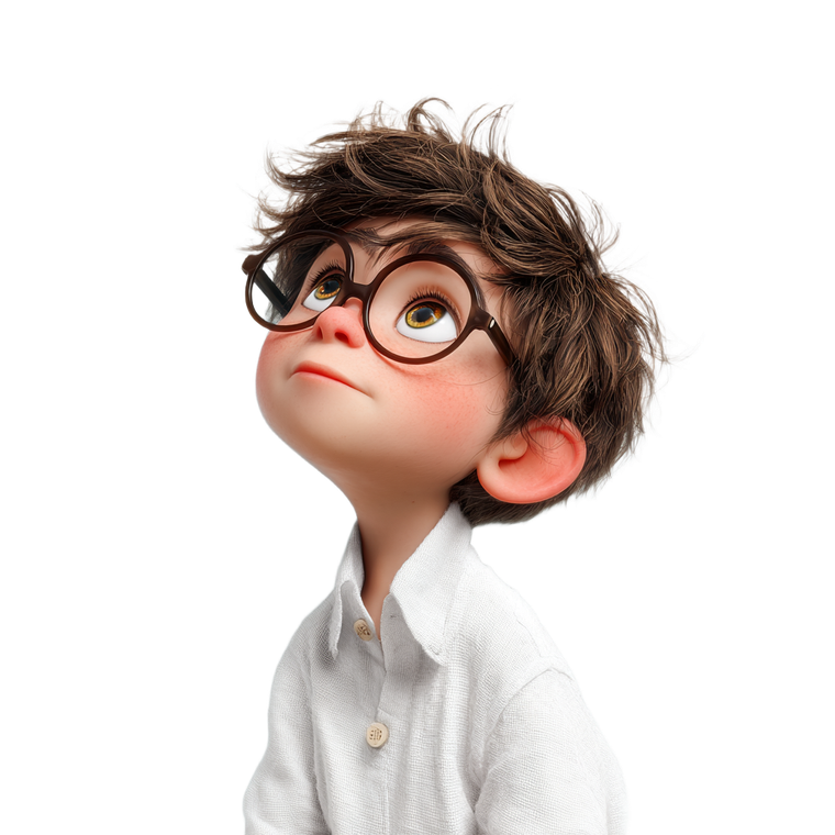 Boy With Glasses V3 Vinyl Car Decal Sticker – Waterproof & UV-Resistant 3.4133333333333336"
