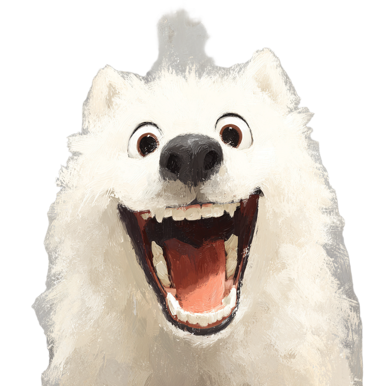 Smiling Samoyed Dog Vinyl Car Decal Sticker – Waterproof & UV-Resistant 3.4133333333333336"