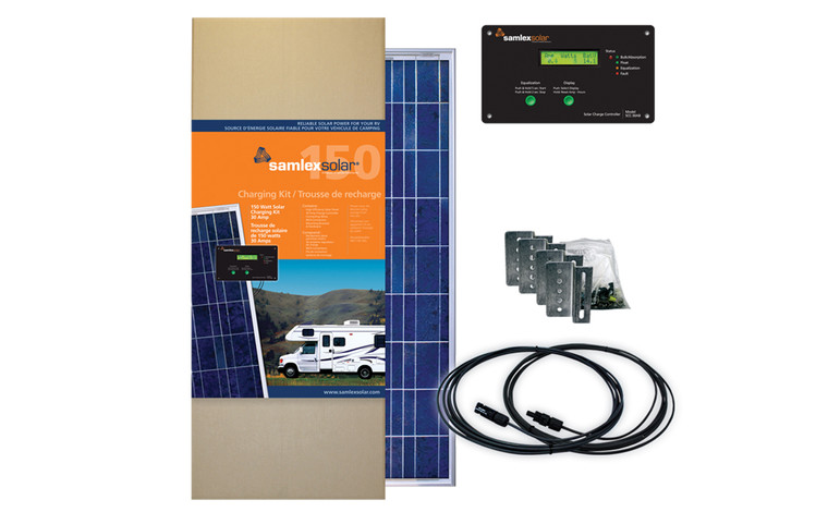 Samlex America Solar Kit: 150W Battery Charging Panel w/ 30A Controller|High Efficiency Crystalline Cells|All Weather Design