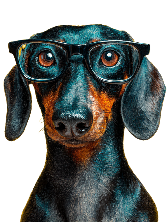 Dachshund With Glasses V4 Vinyl Car Decal Sticker – Waterproof & UV-Resistant 8.213333333333333"