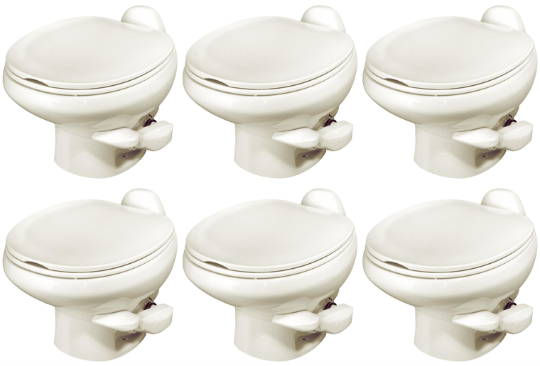 6x Upgrade Your RV Toilet with Thetford Aqua Magic Style II | Permanent | Low Profile | Round Seat | Powerful Flush | Bone Color | Easy to Clean