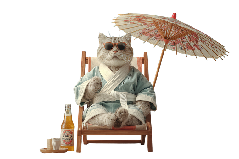 Karate Cat Relaxing V2 Vinyl Car Decal Sticker – Waterproof & UV-Resistant 2.986666666666667"