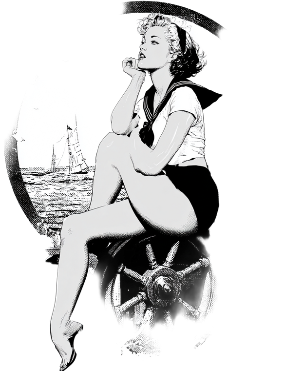 Vintage Sailor Pinup V2 Vinyl Car Decal Sticker – Waterproof & UV-Resistant 8.32"