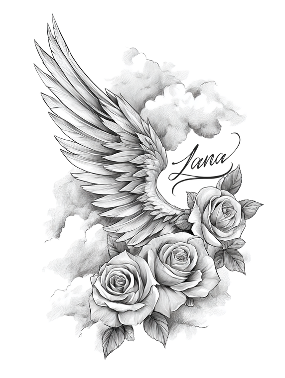 Angel Wing Tattoo Vinyl Car Decal Sticker – Waterproof & UV-Resistant 8.213333333333333"