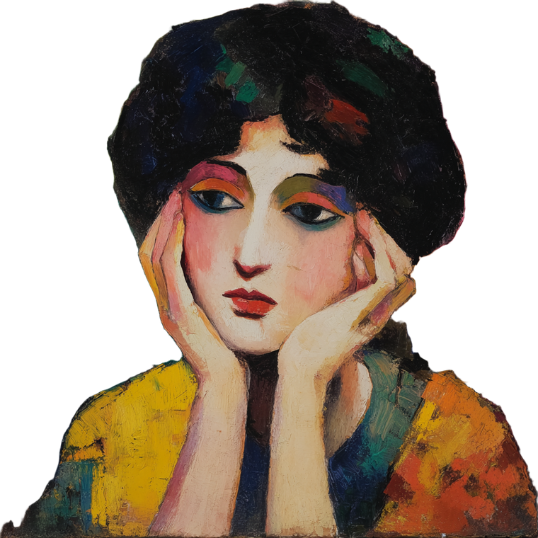 Fauvist Woman Portrait Vinyl Car Decal Sticker – Waterproof & UV-Resistant 6.826666666666667"