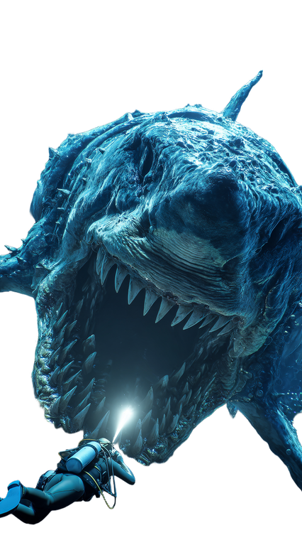 Megalodon Horror Scene V2 Vinyl Car Decal Sticker – Waterproof & UV-Resistant 4.8533333333333335"