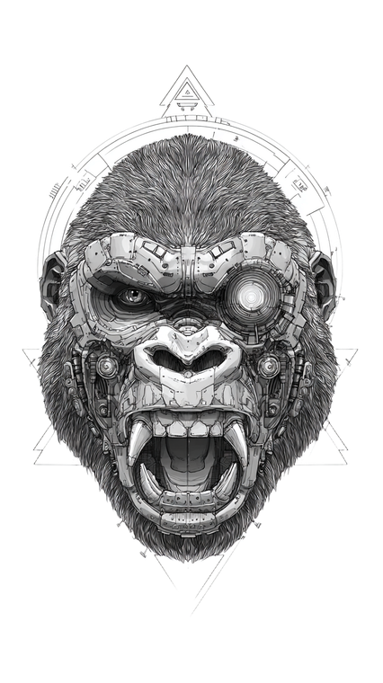 Cyborg Gorilla Face V2 Vinyl Car Decal Sticker – Waterproof & UV-Resistant 4.8533333333333335"
