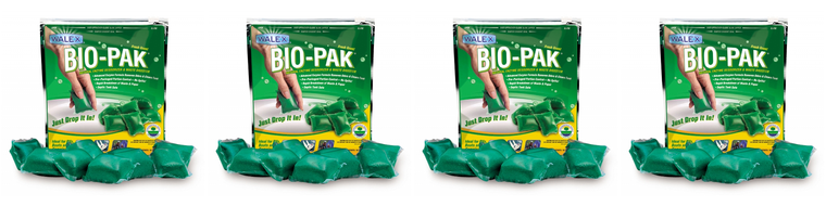 4x Bio-Pak Waste Tank Treatment | Breaks Down Waste, Prevents Clogs | Fresh Scent | 32g Pouch | 2 Treatments