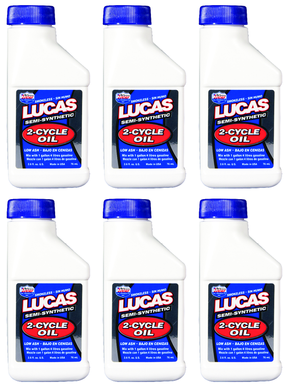 6x Lucas Oil Semi-Synthetic 2-Stroke Oil | Clean Burning Smokeless Formula | Enhances Engine Performance