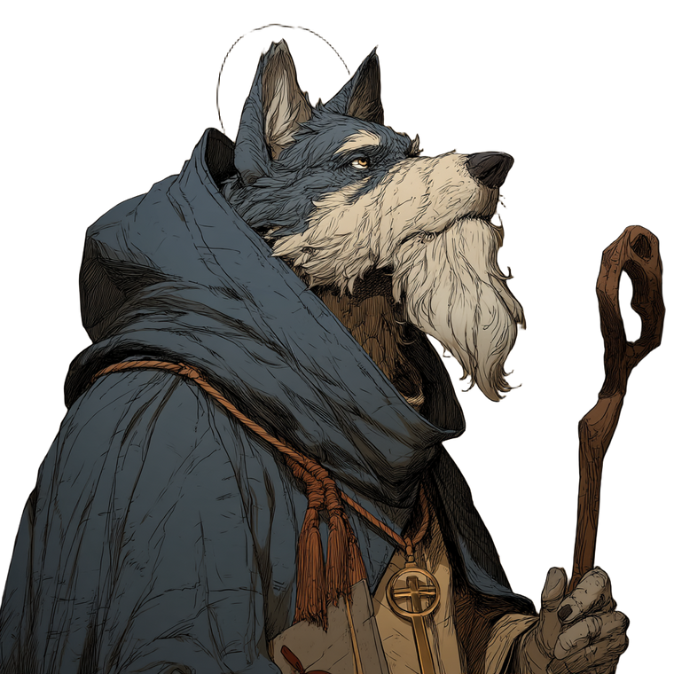 Wise Wolf Monk Vinyl Car Decal Sticker – Waterproof & UV-Resistant 3.4133333333333336"