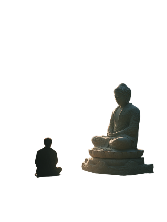 Stone Buddha Meditating Vinyl Car Decal Sticker – Waterproof & UV-Resistant 8.213333333333333"