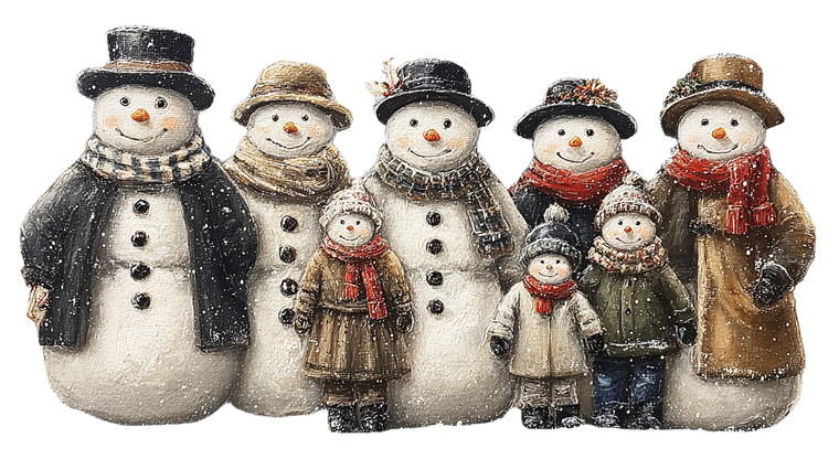 Snowman Family Row Vinyl Car Decal Sticker – Waterproof & UV-Resistant 5.4