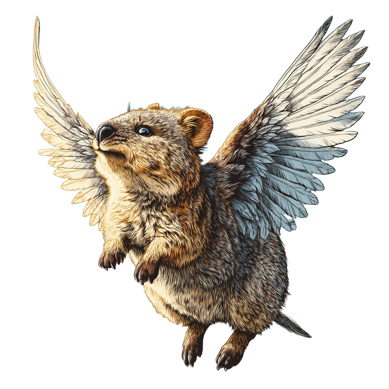 Winged Quokka Flying Vinyl Car Decal Sticker – Waterproof & UV-Resistant 3.4133333333333336"