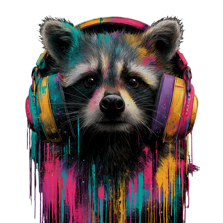 Raccoon With Headphones Vinyl Car Decal Sticker – Waterproof & UV-Resistant 3.4133333333333336"