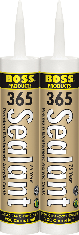 2x BOSS 365 White Caulk Sealant | Acrylic Elastomeric | Paintable | Mildew Resistant