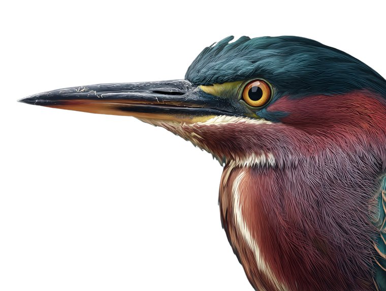 Green Heron Illustration Vinyl Car Decal Sticker – Waterproof & UV-Resistant 6.1866666666666665"