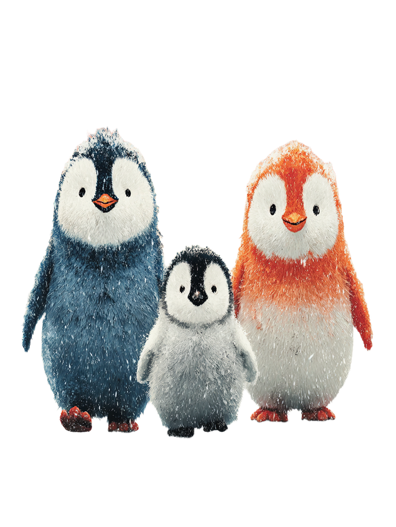 Penguin Family Watercolor Vinyl Car Decal Sticker – Waterproof & UV-Resistant 8.213333333333333"