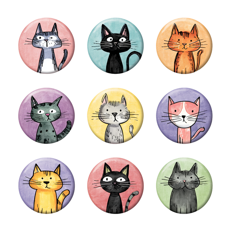 Colorful Cat Badges Vinyl Car Decal Sticker – Waterproof & UV-Resistant 6.826666666666667"