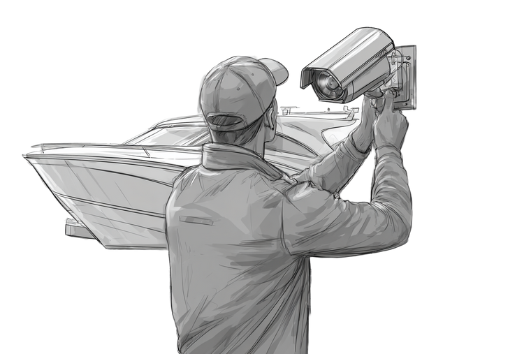 Man Installing Camera Vinyl Car Decal Sticker – Waterproof & UV-Resistant 5.97333333333333
