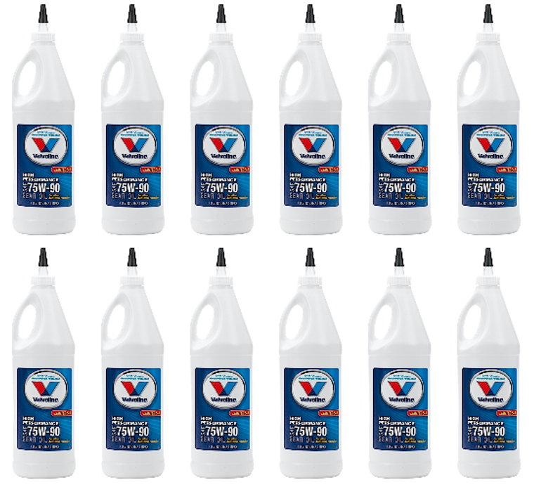 12x High Performance 75W-90 Gear Oil | Valvoline Full Synthetic GL-4/GL-5 | 1 Quart Jug