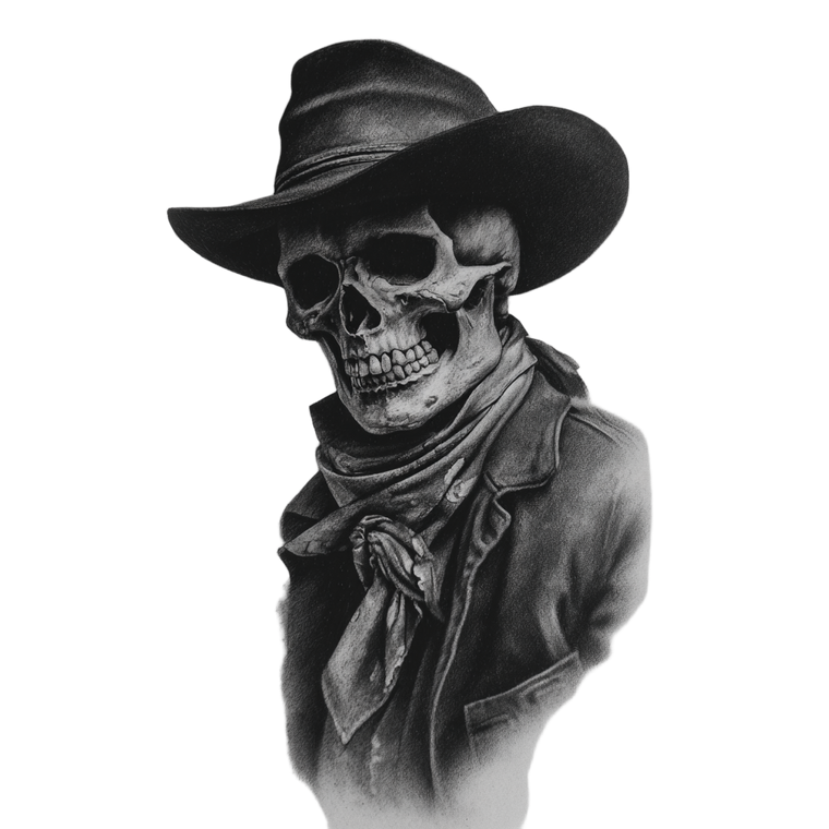 Cowboy Skull Tattoo Vinyl Car Decal Sticker – Waterproof & UV-Resistant 6.826666666666667"