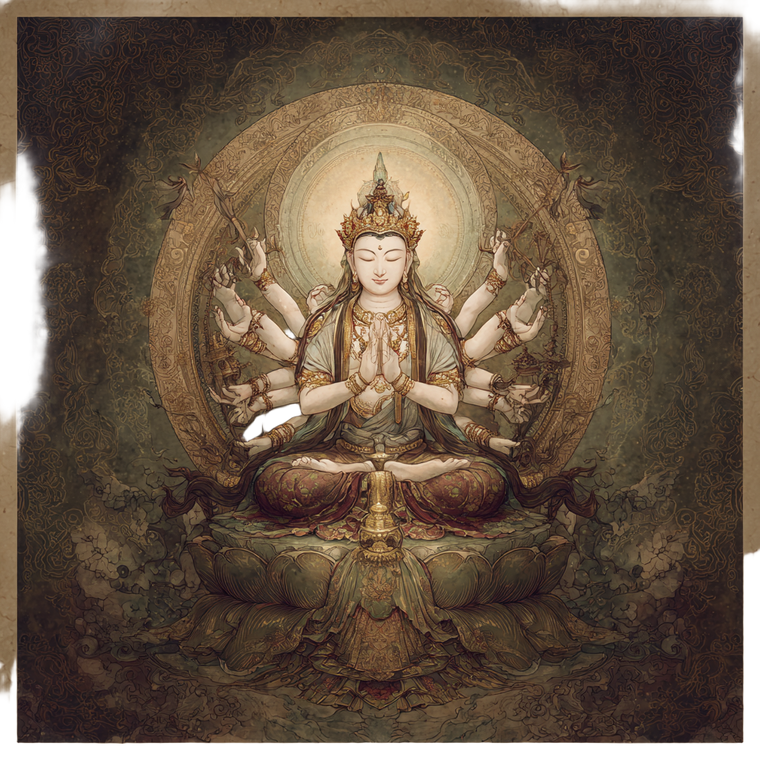 Avalokitesvara Zen Art Vinyl Car Decal Sticker – Waterproof & UV-Resistant 3.4133333333333336"