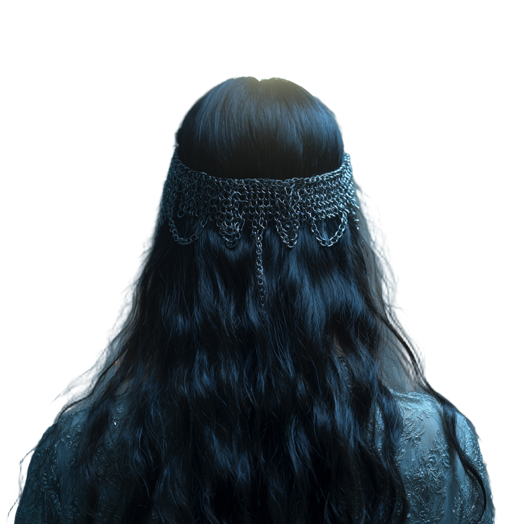 Chainmail Headpiece Woman Vinyl Car Decal Sticker – Waterproof & UV-Resistant 3.4133333333333336"