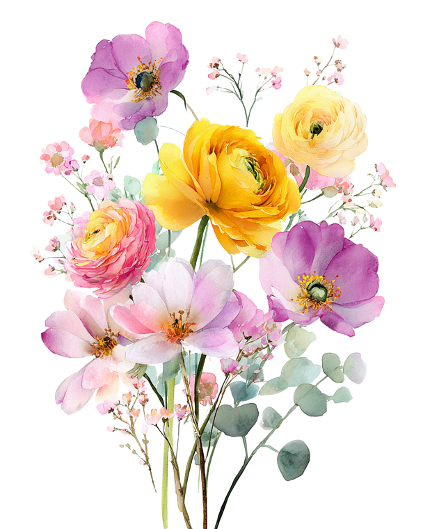 Ranunculus Floral Bouquet Vinyl Car Decal Sticker – Waterproof & UV-Resistant 4.0"