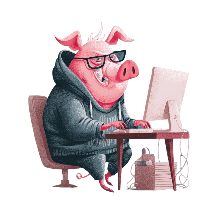 Hacker Pig Vinyl Car Decal Sticker – Waterproof & UV-Resistant 3.4133333333333336"