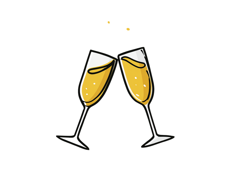 Clinking Champagne Glasses V2 Vinyl Car Decal Sticker – Waterproof & UV-Resistant 6.1866666666666665"
