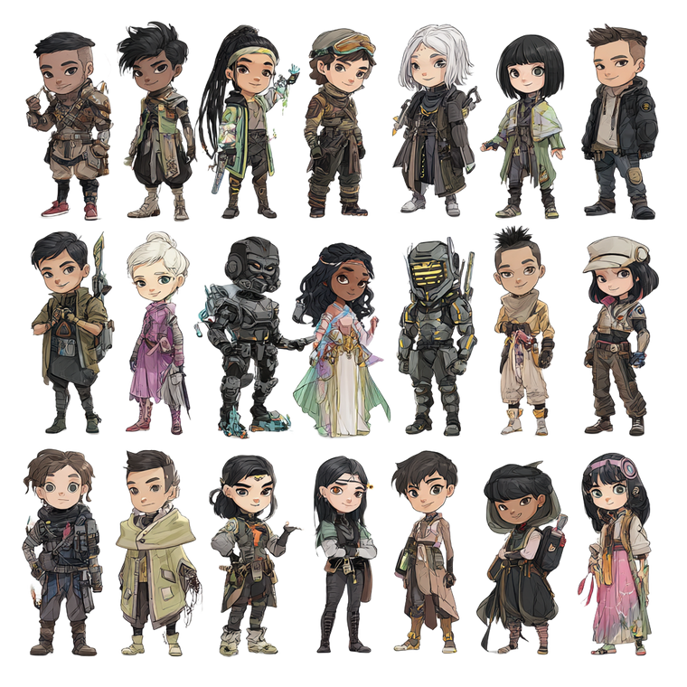 Sci-Fi Chibi Characters Vinyl Car Decal Sticker – Waterproof & UV-Resistant 3.4133333333333336"