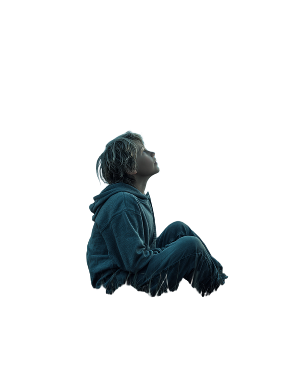Boy Gazing Upward Vinyl Car Decal Sticker – Waterproof & UV-Resistant 4.1066666666666665"