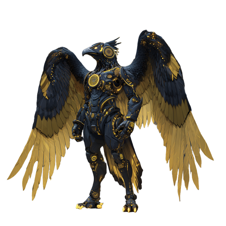 Golden-Winged Eagle Humanoid Vinyl Car Decal Sticker – Waterproof & UV-Resistant 6.826666666666667"