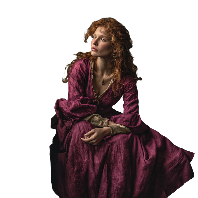 Sorrowful Medieval Woman V2 Vinyl Car Decal Sticker – Waterproof & UV-Resistant 3.4133333333333336"