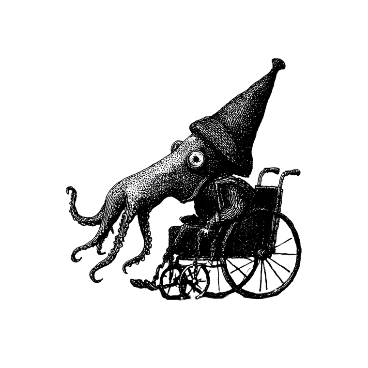 Sick Squid In Wheelchair Vinyl Car Decal Sticker – Waterproof & UV-Resistant 6.826666666666667"