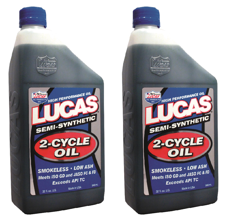 2x Lucas Oil Semi-Synthetic 2-Stroke Racing Oil | Prevents Carbon Deposits | Low Smoke | 1 Quart Bottle