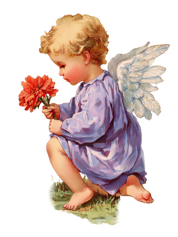 Kneeling Angel Holding Flower Vinyl Car Decal Sticker – Waterproof & UV-Resistant 4.1066666666666665"