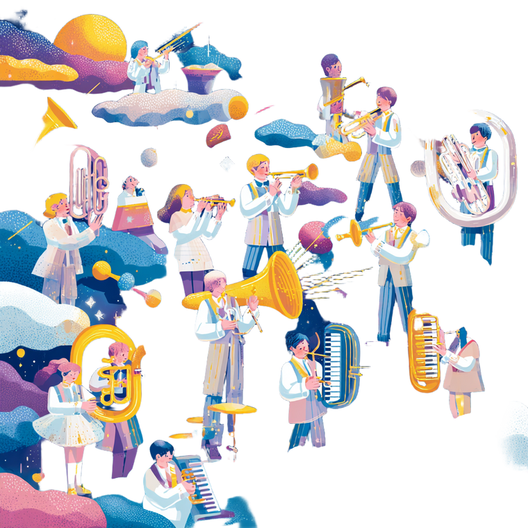 Floating Colorful Instruments Vinyl Car Decal Sticker – Waterproof & UV-Resistant 3.4133333333333336"