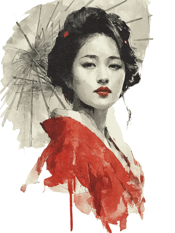 Japanese Geisha Portrait V2 Vinyl Car Decal Sticker – Waterproof & UV-Resistant 4.1066666666666665"