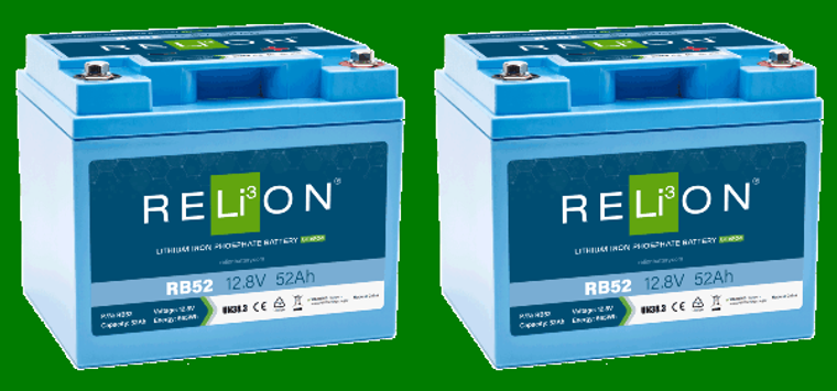 2x Relion Legacy Series | 12V 52AH Group 31 Lithium Battery | Perfect for RV, Marine, Solar Systems