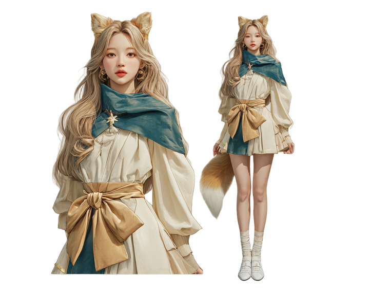 Korean Fox Woman Vinyl Car Decal Sticker – Waterproof & UV-Resistant 6.1866666666666665"