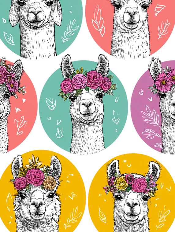 Alpaca Pattern Icon Vinyl Car Decal Sticker – Waterproof & UV-Resistant 4.1066666666666665"