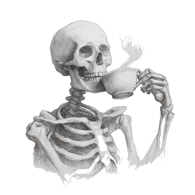 Skeleton Drinking Coffee V3 Vinyl Car Decal Sticker – Waterproof & UV-Resistant 3.4133333333333336"