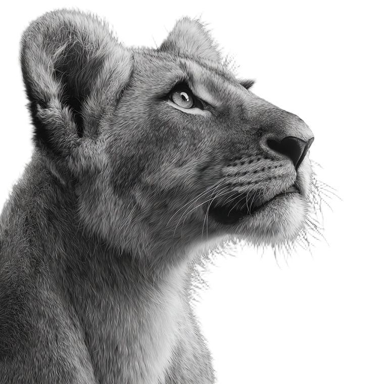 Young Lion Side Vinyl Car Decal Sticker – Waterproof & UV-Resistant 3.4133333333333336"