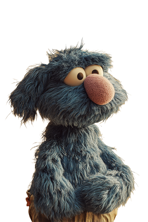 Blue Fur Puppet Vinyl Car Decal Sticker – Waterproof & UV-Resistant 8.96"