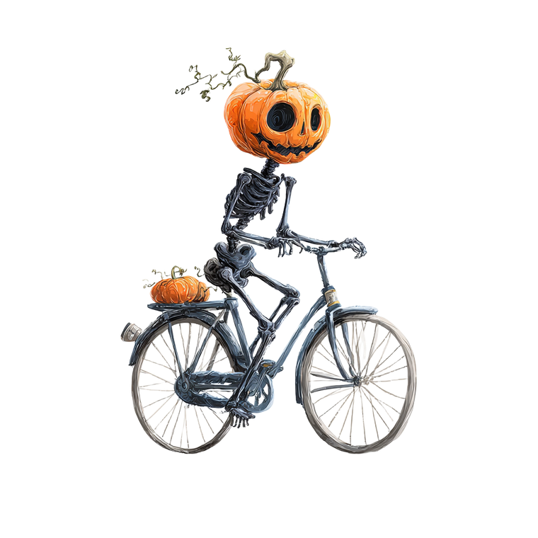 Skeleton Pumpkin Cyclist Vinyl Car Decal Sticker – Waterproof & UV-Resistant 3.4133333333333336"