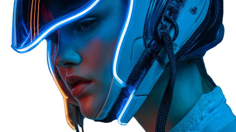 Futuristic Neon Helmet V2 Vinyl Car Decal Sticker – Waterproof & UV-Resistant 5.4
